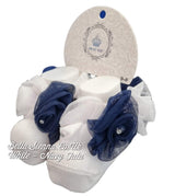 Beau Kid White & Navy Tutu Ankle Socks With Diamante