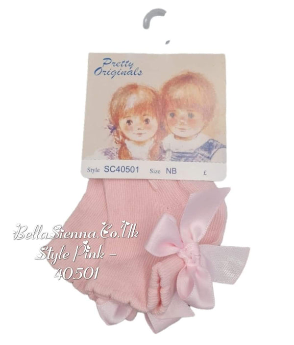 Pretty Originals Pink Ankle Bow Socks - SC40501