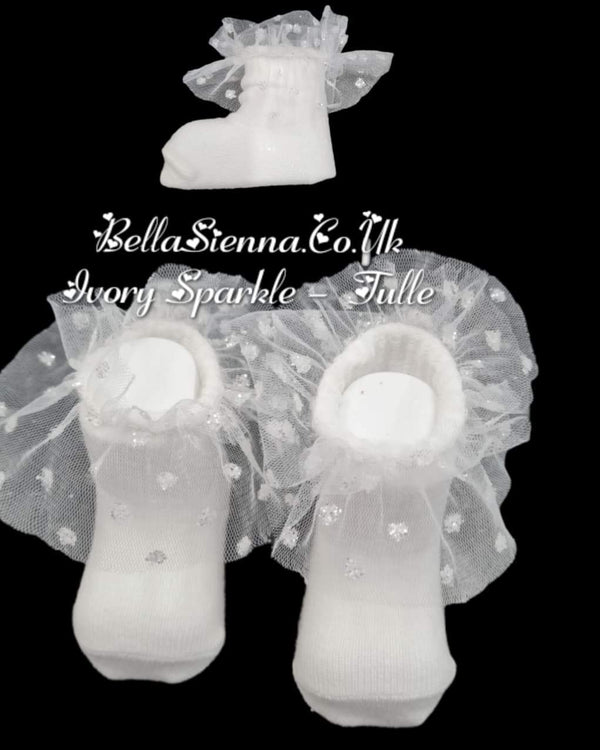 Couche Tot Ivory Sparkle Tulle Ankle Socks