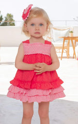 Miranda Coral & Gingham Dress - 0502