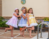 Babine Blue & White Gingham Dress With Bows & Cut Out Back - 2322809
