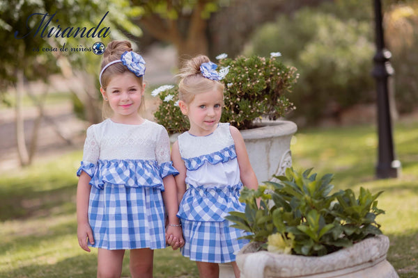 Miranda Blue & White Skirt & Top Set - 238