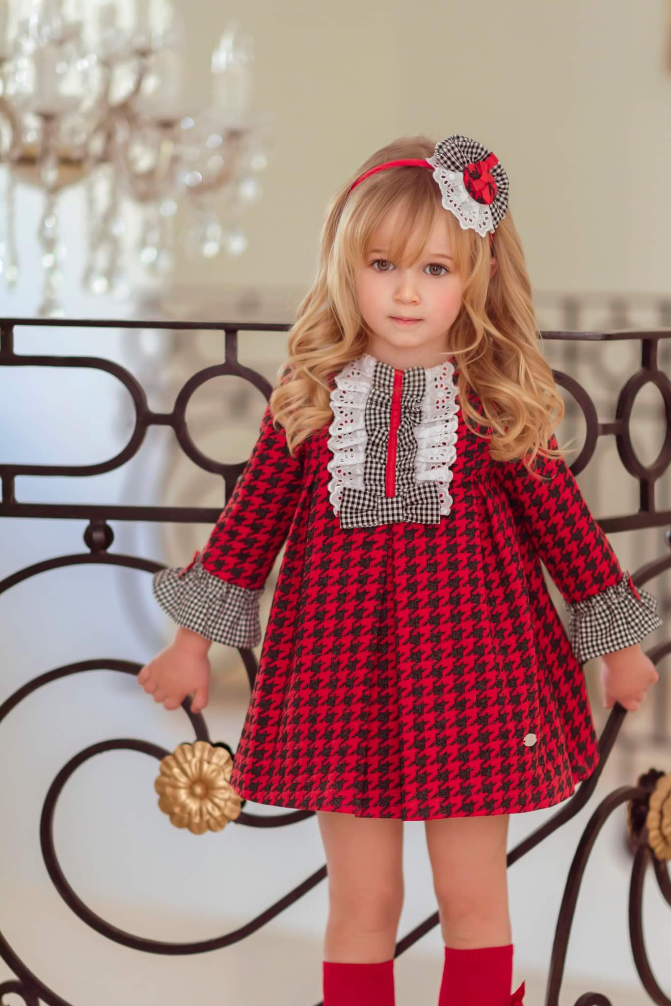 Miranda Red, Black & White Dog Tooth Dress 247/V Bella Sienna