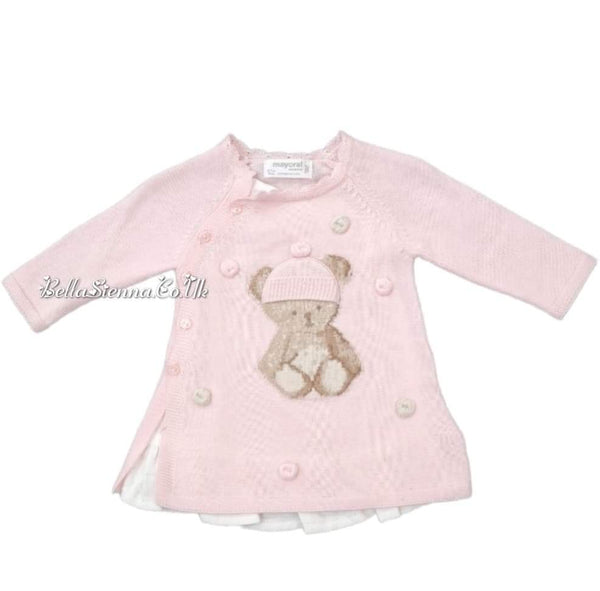 Mayoral Baby Girls Pink Fine Knit Dress With Frilly Lining - 2842