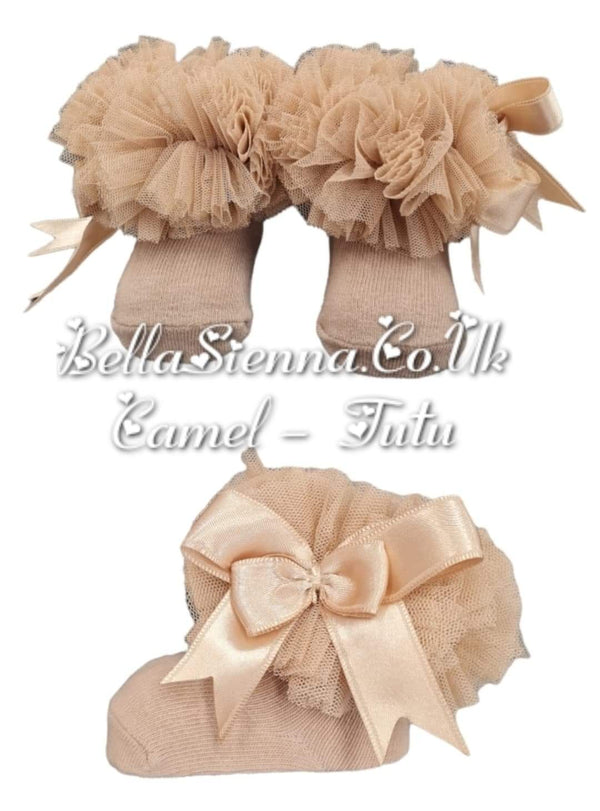 Couche Tot Biscuit/Beige Tutu Ankle Socks With Bows