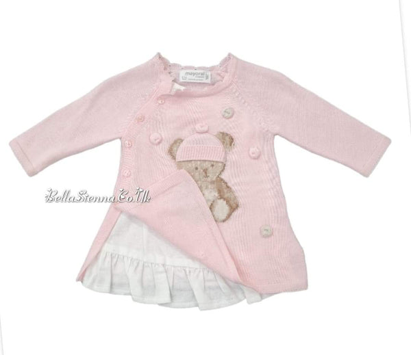 Mayoral Baby Girls Pink Fine Knit Dress With Frilly Lining - 2842