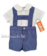Cuka Boys H Bar Two Piece Navy Blue & White Set - 22025