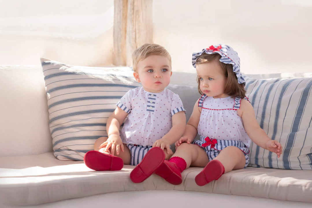 Miranda White Blue & Red Shorts Set - 0031
