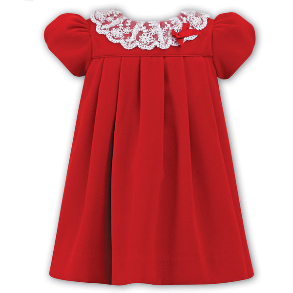 Sarah Louise Red Velvet Baby Girls Winter Dress 040000