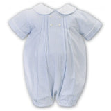 SARAH LOUISE BOYS WHITE AND BLUE STRIPED ROMPER 012646