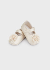 Mayoral Cream shoes with flower newborn/reborn baby girl