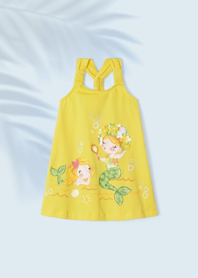 Mayoral girls Sustainable cotton mermaid appliques dress - 3944