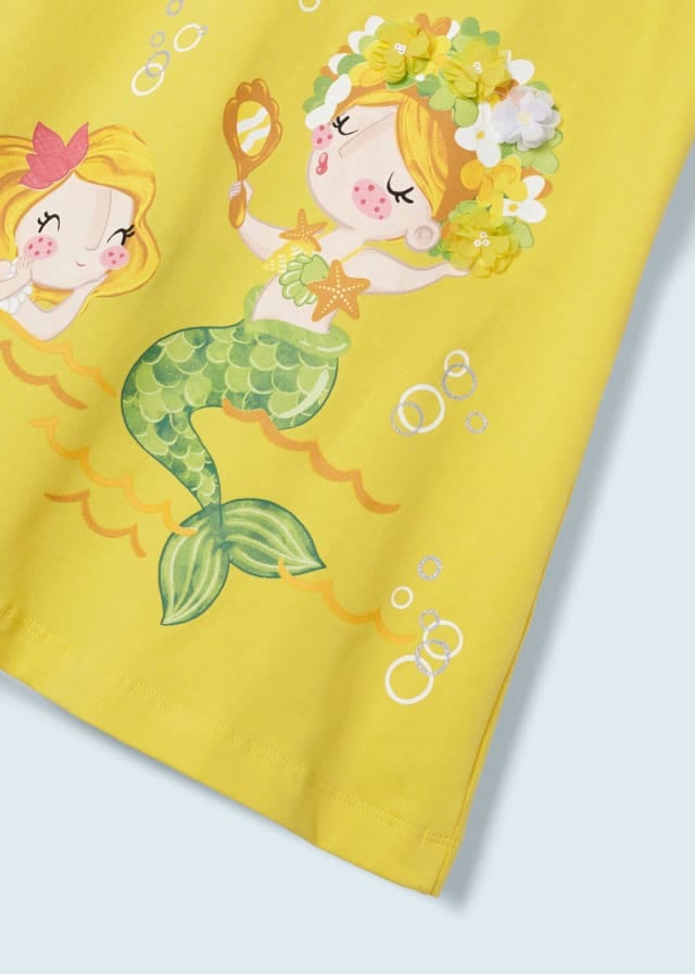Mayoral girls Sustainable cotton mermaid appliques dress - 3944