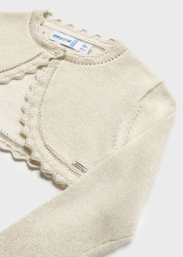 Mayoral Champagne Sustainable cotton cardigan for baby girl - 306 - 56 Champan
