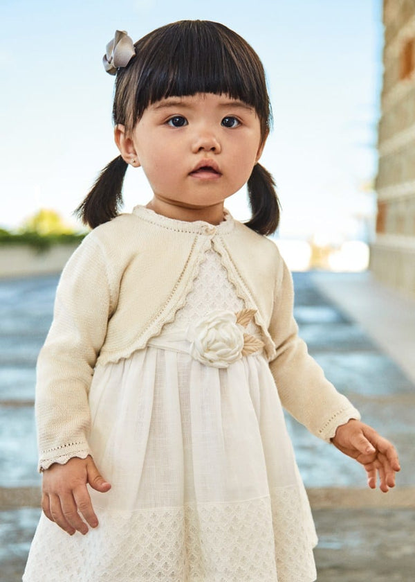 Mayoral Champagne Sustainable cotton cardigan for baby girl - 306 - 56 Champan