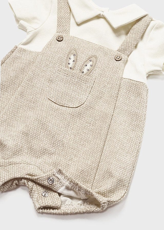 Mayoral Sustainable cotton romper with hat for newborn boy - 1614