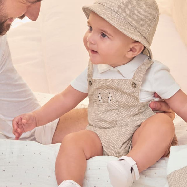 Mayoral Sustainable cotton romper with hat for newborn boy 1614