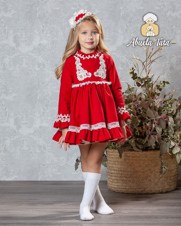 Abuela Tata Red & Cream Dress - 2599331