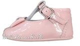 Pretty Originals Pink Patent Leather Bow Pram Shoes - UE03273