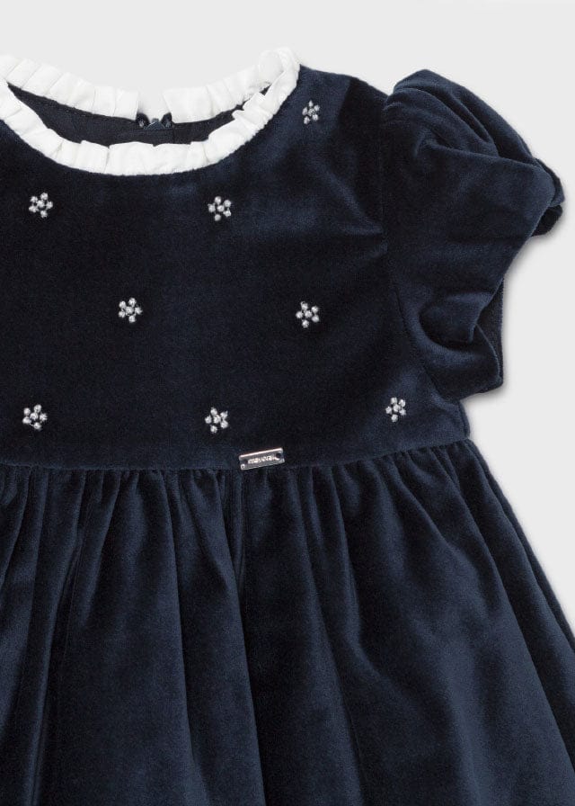 Mayoral Navy Blue Velvet Dress - 2912