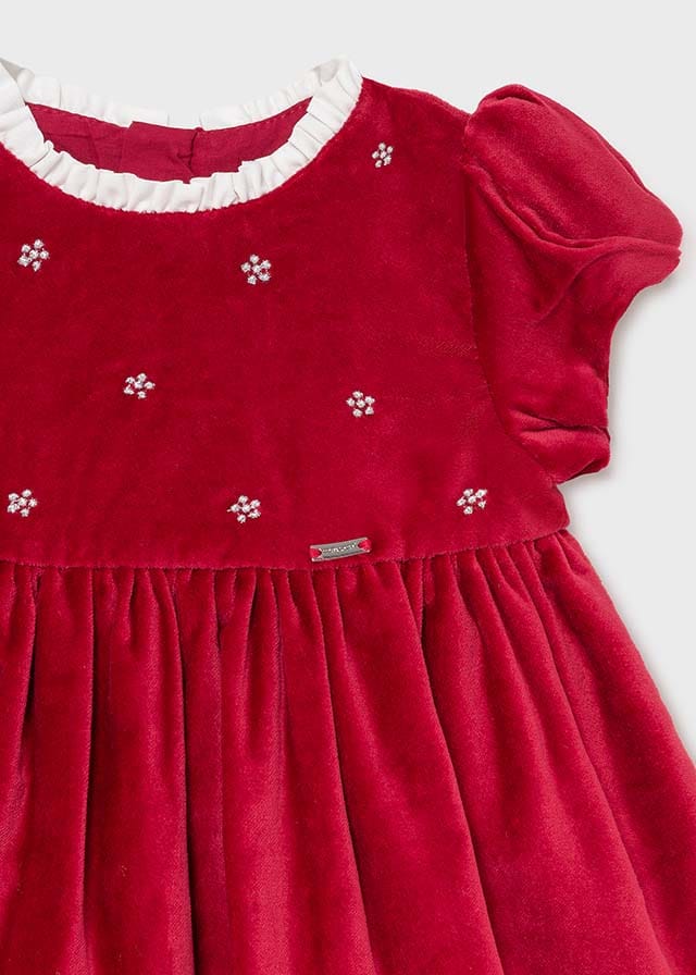 Mayoral Red Velvet dress for baby girl 2912 Red