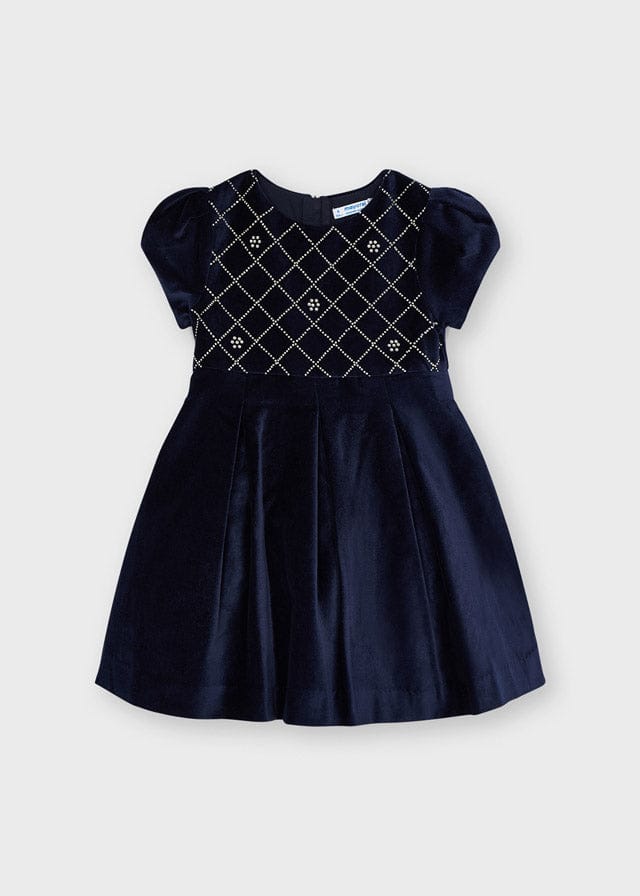 Mayoral Navy Velvet dress for girl 4912 Navy Bella Sienna