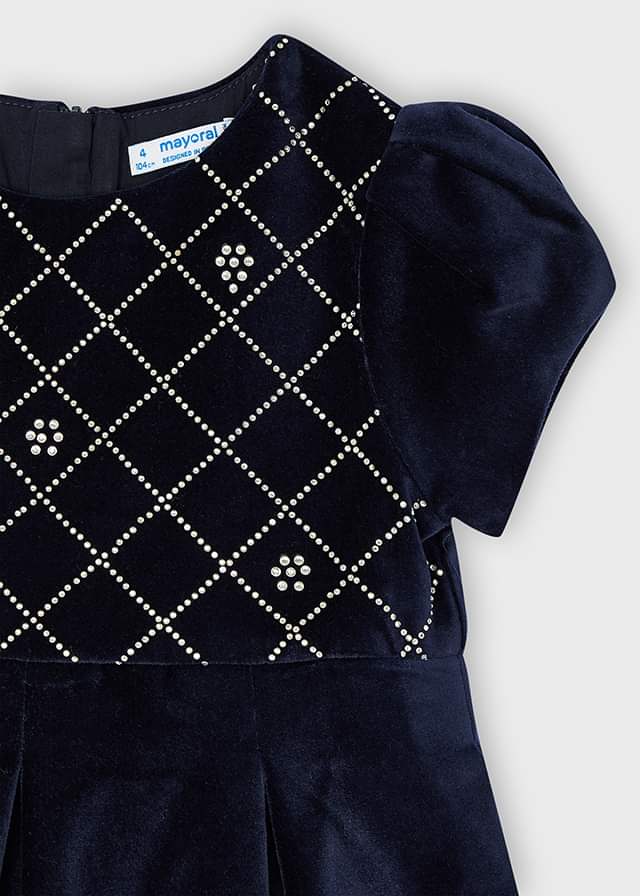 Mayoral Navy Velvet dress for girl 4912 Navy