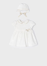 Mayoral Velvet dress with bonnet for newborn 2821