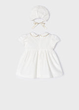 Mayoral Velvet dress with bonnet for newborn 2821