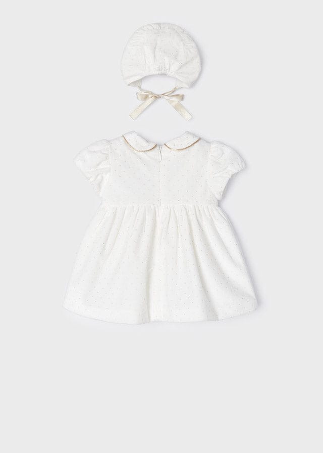 Mayoral Velvet dress with bonnet for newborn 2821