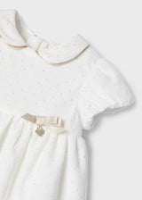 Mayoral Velvet dress with bonnet for newborn 2821