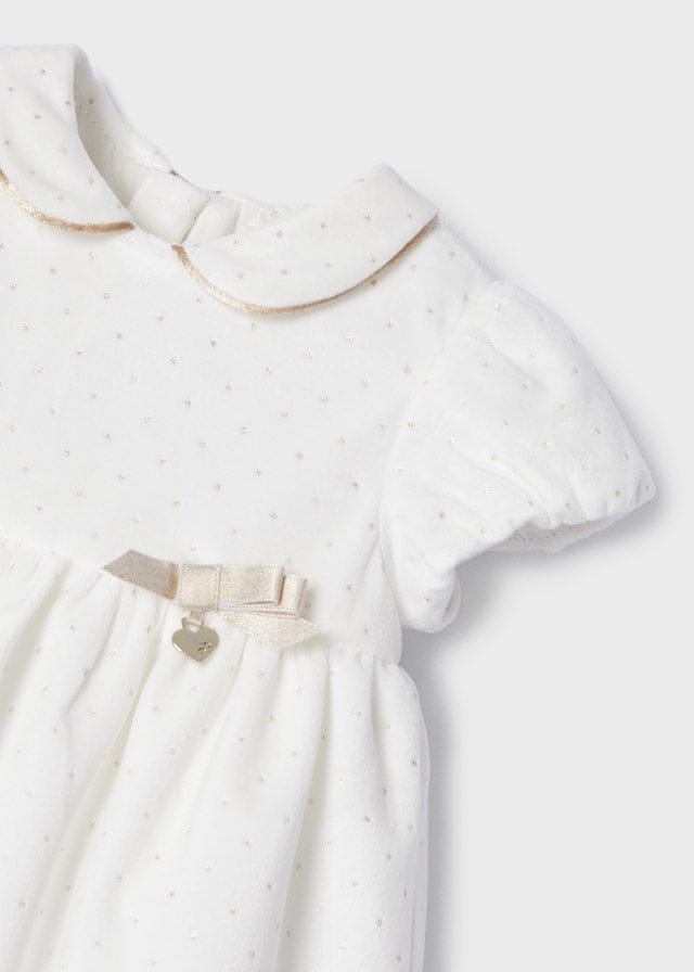 Mayoral Velvet dress with bonnet for newborn 2821