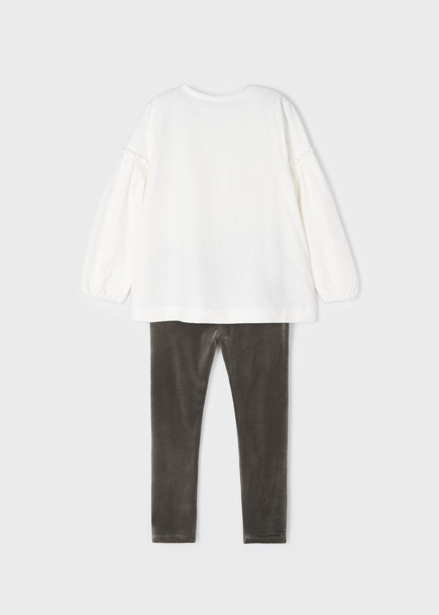 Mayoral Winter Leggings Set With Velour Leggings - Moka - 4765