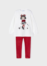 Mayoral Velvet leggings and top set girl 4765 Red