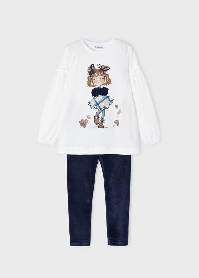 Mayoral Velvet leggings and top set girl 4765 - Navy - Marino