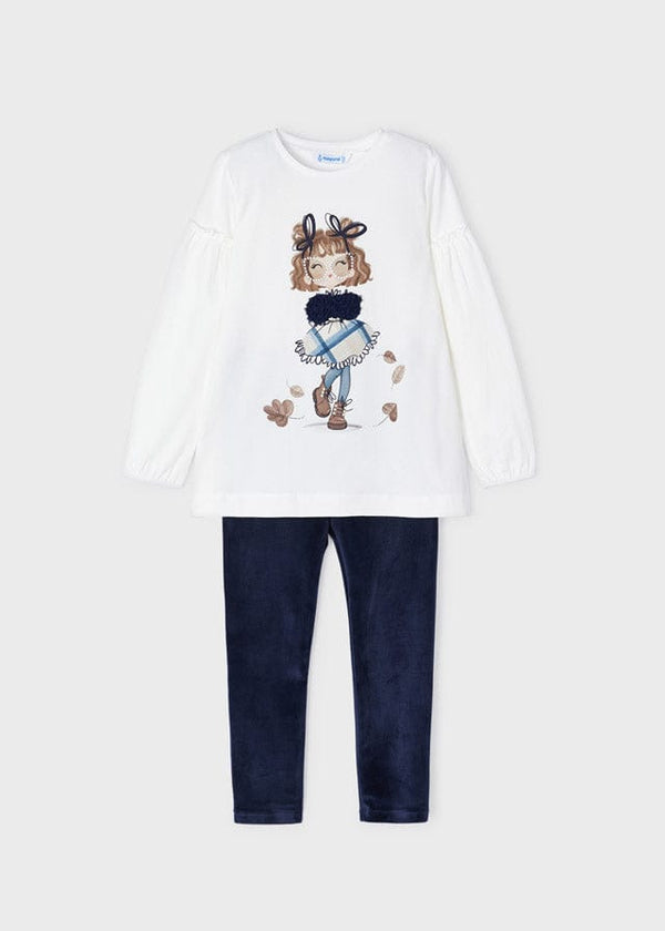 Mayoral Velvet leggings and top set girl 4765 - Navy - Marino