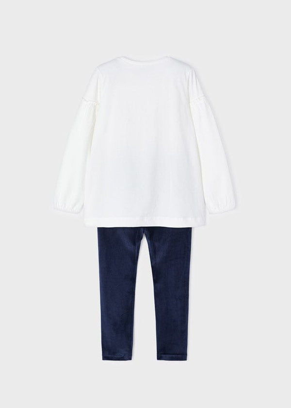 Mayoral Velvet leggings and top set girl 4765 - Navy - Marino