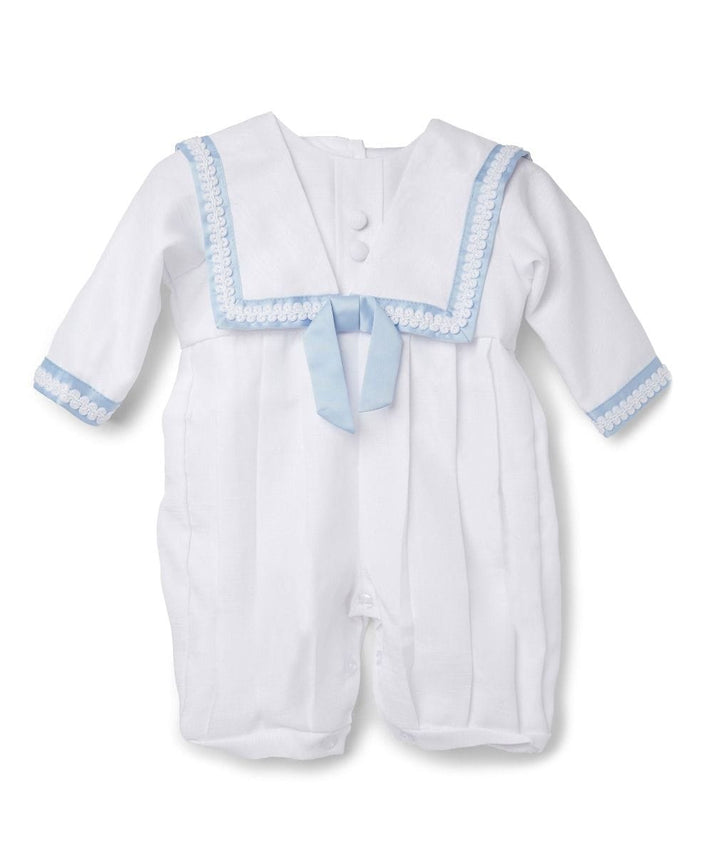 Baby Boys White & Blue Christening Outfit And Matching Hat - William