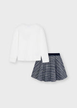 Mayoral Wool skirt and top set for girl 4941 Navy Blue