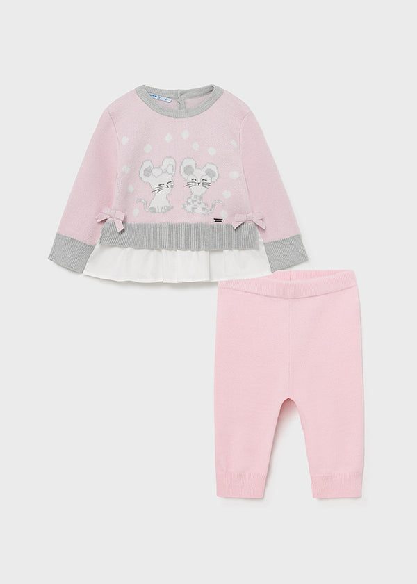 Mayoral Baby Girls Woven Leggings & Top Set - Pink - 2720