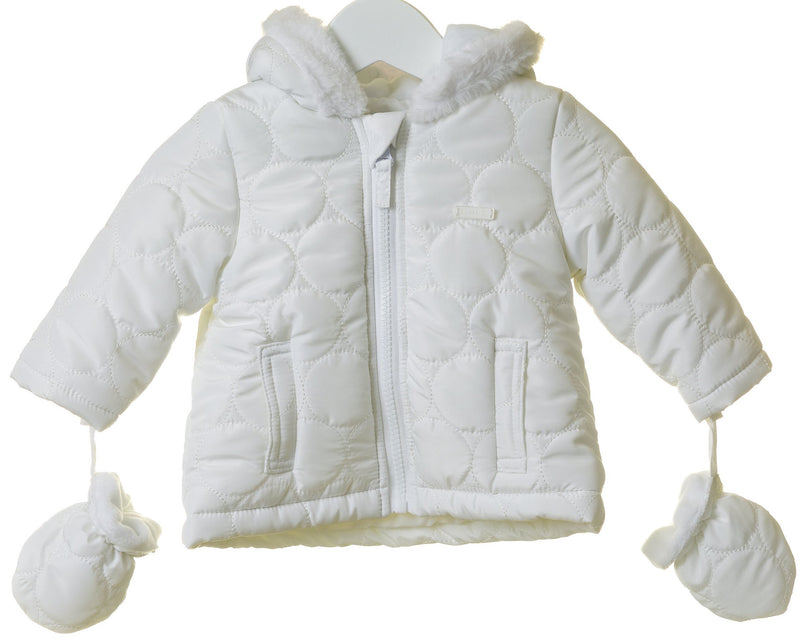 Blues Baby Unisex White Hooded Jacket With Mittens - TT0007