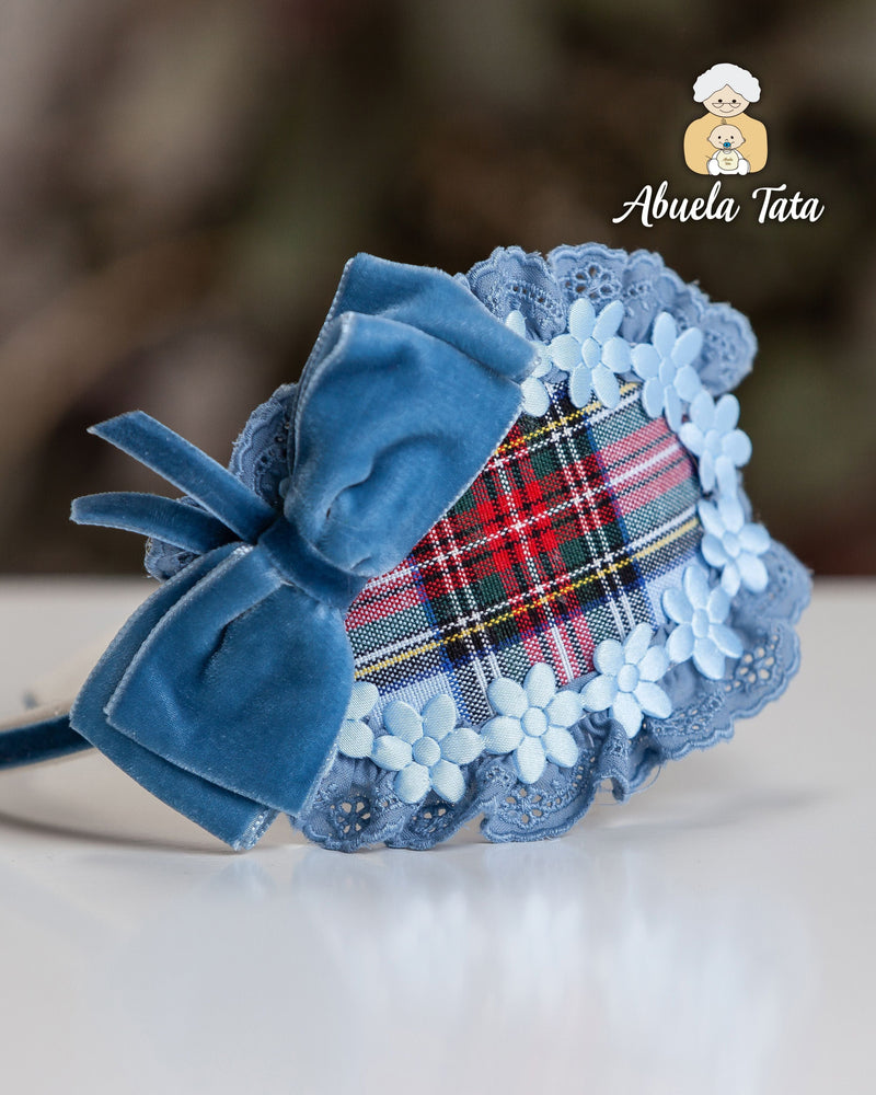 Abuela Tata Blue Tartan Headband To Match Dress - 2599329 - 0899329