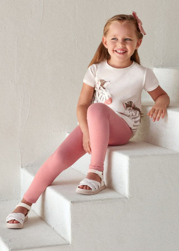 Mayoral Zebra Print Leggings Set - Blush - 3756